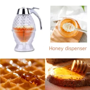 Honey Pot Honey Jar Storage Container Clear Acrylic Honey Dispenser Syrup Jar Storage Bottle Holder Kitchen Portable Storage Pot - Image 4