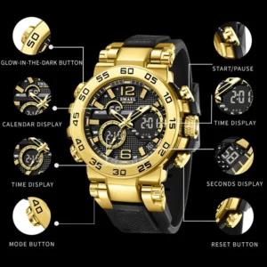 SMAEL Brand Men Watches Sports Wristwatches 50M Waterproof Men's Wristwatch Dual Time Alarm Clock 8106 Sport WatchDigital LED - Image 5