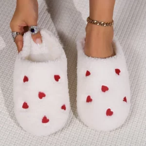 Winter Women's Heart-Shaped Slippers Love Mute Soft Sole Shoes Indoor Comfortable Cute Silent Carpet Light Living Room - Image 6