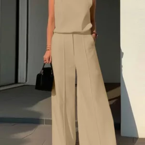 Elegant Chic Women 2-Pieces Sets ZANZEA Woman 2024 Trouser Suits Fashion 2pcs Outfits Tank Top and Wide Leg Pant Suits Oversize - Image 2