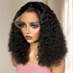 Kinky Curly Bob Cheap Wig Lace Frontal Human Hair Wigs 100% Brazilian Glueless Short Water Curly ForWomen 180Density Wear And Go - Image 5
