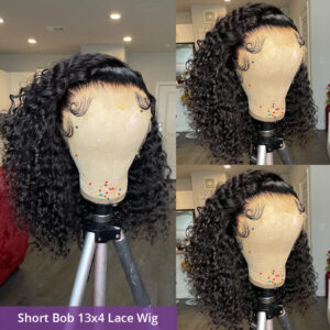 Kinky Curly Bob Cheap Wig Lace Frontal Human Hair Wigs 100% Brazilian Glueless Short Water Curly ForWomen 180Density Wear And Go - Image 6