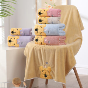 Cartoon Embroidered Coral Velvet Winnie the Pooh Towel Bath Towel Soft Absorbent Face Towel Sports Home Bath Towel - Image 7