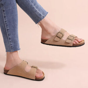 Crestar Cork Footbed Arizona Sandals For Women Men New Classic Solid Color Fashion Slippers With Arch Support Slip-on Suede Shoe - Image 5