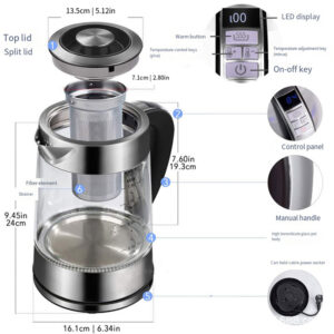 1800W 1.8L Electric Kettle Tea Pot Portable Glass Stainless Steel Water Boiler Fast Heating Teapot 220V Home Appliance 전기포트 주전자 - Image 7