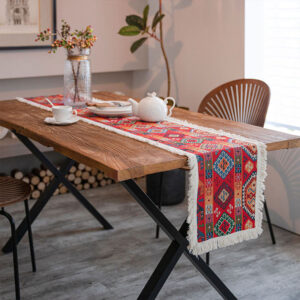 Vintage Jacquard Cotton and Linen Tassel Table Runner Christmas Party Wedding Kitchen Table Fabric Home Coffee Table Decor - Image 4