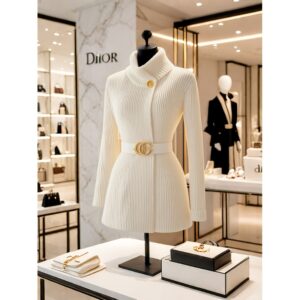 2024 Autumn New Top Temperament Unique Celebrity Solid Color Office Lady Long Sleeve Sashes Sweater Knitted Cardigan - Image 2