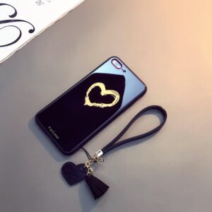 For iPhone 15 14 13 12 11 Pro Max se 2020 Case small Love Heart Hard Glass Cover For iPhone 7 8 Plus x xr xs max SE Give Strap - Image 7