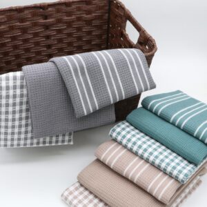 100% Cotton Waffle Weave Kitchen Dish Cloths, Ultra Soft Absorbent Quick Drying Dish Towels, Household Tableware Towels, 3-Pack - Image 6