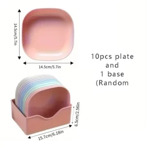 10pcs Snack Plate Macaron Color Simple Straw Bone Spitting Plate Set Candy Fruit Cookie Cake Storage Tray Kitchen Accessories - Image 6