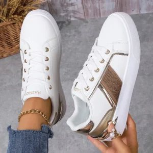 Luxury Sports Shoes 2024 Autumn Simple Low Top Women's Vulcanized Shoes Round Toe White Casual Sports Shoes Zapatillas Deporte - Image 2