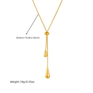 DIEYURO 316L Stainless Steel Adjustable Water Droplet Tassels Necklace Earrings Women New Golden Fashion Jewelry Set Party Gifts - Image 5