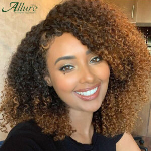 Brazilian Jerry Curly Human Hair Wigs For Women Dark Brown Colored Short Curly Hair Glueless Wig Afro Kinky Hair Wigs Allure - Image 2