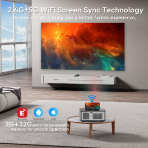 HORLAT T03 26000 Lumens Android Beamer 4K Projector Outdoors Full HD 1080P 8K 3D Video Audio Home Theater Auto Focus Keystone - Image 6