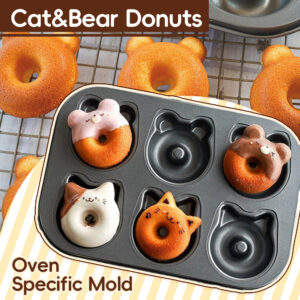 6 Cavity Non Stick Cake Donut Pan Mold Carbon Steel Chocolate Doughnut Baking Tray Cartoon Bear Cat DIY Cake Bread Baking Tool - Image 4