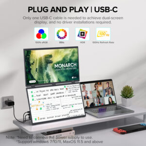 UStation Δ / Delta Plus Stacked Monitor No Drive Required Laptop Dual Screen Folding 18.5" With USB C Mini HDMI For PC Mac Phone - Image 5