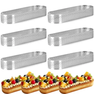 6PCS Silver Oval Stainless Steel Porous Cake Mousse Mold for French Dessert Fruit Pie Small Fruit Tarte Crust Quiche Cake Mold - Image 6