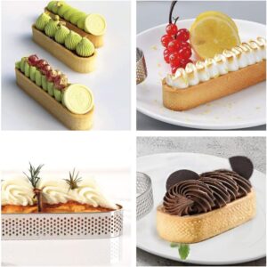 6PCS Silver Oval Stainless Steel Porous Cake Mousse Mold for French Dessert Fruit Pie Small Fruit Tarte Crust Quiche Cake Mold - Image 5