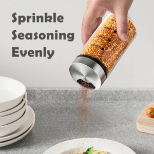 WMMO Spice Jars,Seasoning Organizer With Scale,Portable Glass Spice Jars For Outdoor Barbecue,3 Different Type of Shake Holes - Image 3