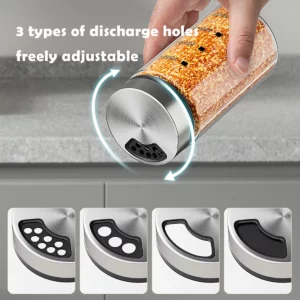 WMMO Spice Jars,Seasoning Organizer With Scale,Portable Glass Spice Jars For Outdoor Barbecue,3 Different Type of Shake Holes - Image 2