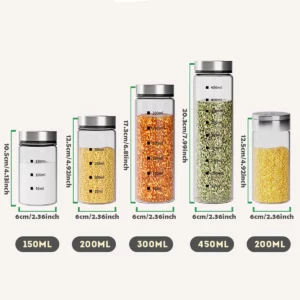 WMMO Spice Jars,Seasoning Organizer With Scale,Portable Glass Spice Jars For Outdoor Barbecue,3 Different Type of Shake Holes - Image 6