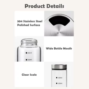 WMMO Spice Jars,Seasoning Organizer With Scale,Portable Glass Spice Jars For Outdoor Barbecue,3 Different Type of Shake Holes - Image 5
