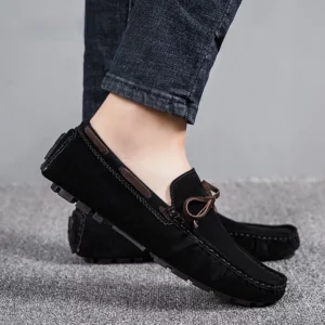 2021 Mens Moccasin Gray Brown Black Loafers Men Leather Shoes Luxury Designer Brand Fashion Sneakers Flats Slip on Lightweight - Image 2