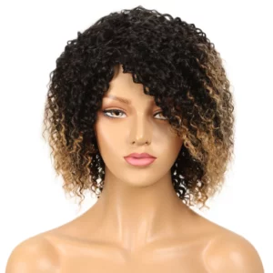 Sleek Afro Kinky Curly Black Human Hair Wigs Ombre T1B/30 Brazilian Curly Machine Made Remy Cheap Human Hair Wigs - Image 6