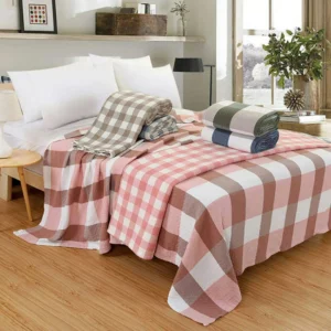 HOLAROOM Cotton Gauze Towel Muslin Blanket Throw Plaid Print Blankets Adults on The/Bed/Sofa/Plane/Travel Bedspread Coverings - Image 4