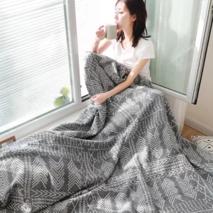 HOLAROOM Cotton Gauze Towel Muslin Blanket Throw Plaid Print Blankets Adults on The/Bed/Sofa/Plane/Travel Bedspread Coverings - Image 3
