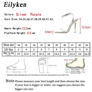 Eilyken Crystal Sexy Women Sandals Metal High Heels Ankle Buckle Strap Gladiator Ladies Pumps Stiletto Nightclub Party Shoes - Image 6