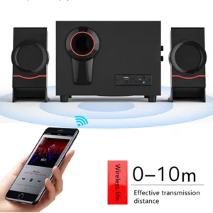 2.1 Multimedia Bluetooth Audio System Home Theater Surround Computer Active Combination Wooden Speaker AUX USB Cable Post TV PC - Image 4