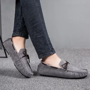 2021 Mens Moccasin Gray Brown Black Loafers Men Leather Shoes Luxury Designer Brand Fashion Sneakers Flats Slip on Lightweight - Image 3