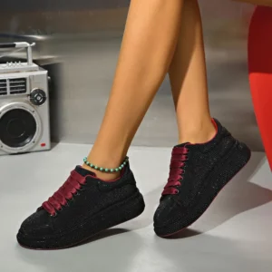 Women Luxury Shoes Full Diamond Lace up Women Sneakers Shiny Water Diamond Flat Bottom Designer Platform Shoes plataforma mujer - Image 5