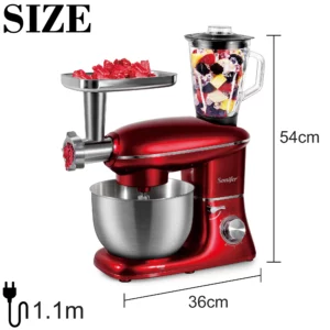 Sonifer Stand Mixer.reduction design, no displacement during,operation.Removable transparen bowl coverwith holes for adding ingr - Image 6