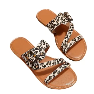 Women Summer Leopard Pattern Sandals New Fashion Retro Large Flat Slippers Outdoor Vacation Beach Casual Shoes Lightweight - Image 6