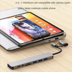 USB 3.0 Type C Adapter Docking Ststion USB 2.0 Port TF SD Card Reader Audio Output Multi-hub Splitter for Macbook Pro Computer - Image 4
