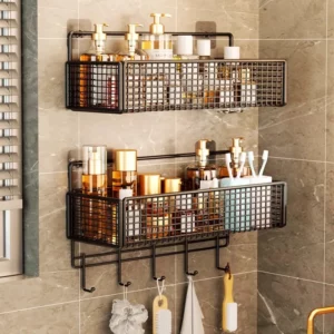 Bathroom Storage Rack Non Perforated Wall Mounted Towel And Toiletries Storage Rack Restroom Storage - Image 5