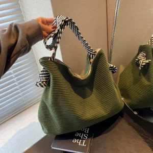 Casual Corduroy Hobo Shoulder Bag, Minimalist Solid Color Handbag, All-Match Retro Bag - Image 7