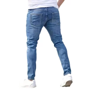 Distressed Men Jeans Denim Holes Skinny Vintage Wash Solid Pencil Pants 2024 Ankle Length Sheath Punk Style Pockets Slim - Image 4