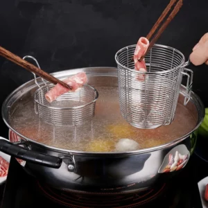 Hot Stainless Steel Mesh Colander Frying Basket Kitchen Handheld Noodles French Fries Sieve Oil Strainer Filter Spoon Tools Gadg - Image 3