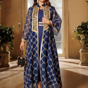 Eid Abaya Dress Set 2 Piece for Women Muslim Embroidery Cardigan Long Robe Ramadan Morocco Dubai Abayas Kaftan Vestidos 2025 - Image 5
