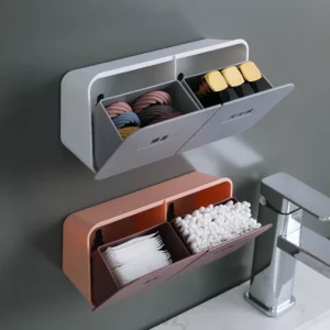 Bathroom Organizer Cotton Pads Storage Plastic Swab Holder Wall-mounted Tampon Container Cotton Swab Holder Cosmetic Organizer - Image 2