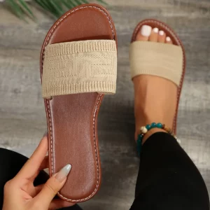 Women Slippers 2024 Summer Luxury Fashion Flat Sandals Brown Designer Open Toe Non-Slip Outdoor Beach Slippers Slides Women - Image 4