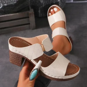 Women Summer Lightweight Hollow Sandals High Heels New Dress Chunky Open Toe Slippers Female Casual Slingback Slides Shoes - Image 1