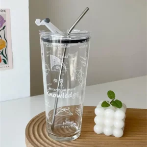 Large Capacity Water Cup Classic Design With Lid Easy To Use Straw 1000ml Drinking Utensils Creative Water Cup Water Cup Glass - Image 5