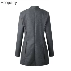 Winter Women's Windbreaker Coat Temperament Commuting Medium Long Woolen Coats Small Stand Collar Coat Cardigan for Female - Image 3