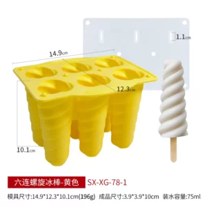 6-even Spiral Ice Cream Silicone Mold Home-made Children Popsicle Maker Food-grade Summer Ice Cream Dessert Jelly Ice Mold - Image 6