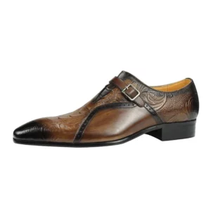 Deluxe Trendy Men's Leather Brogue Shoes Daily Outdoor Casual Shoes Brown Black Print Design Custom Service Drop Shipping - Image 3