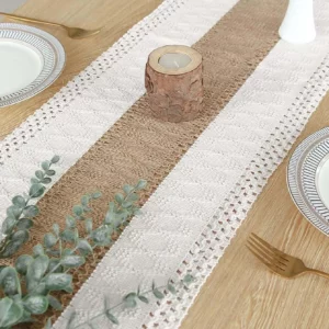 Boho Table Runner Macrame Table Runners for Home Decor Cream & Brown Macrame Table Runner with Tassels for Dining Bedroom Decor - Image 6